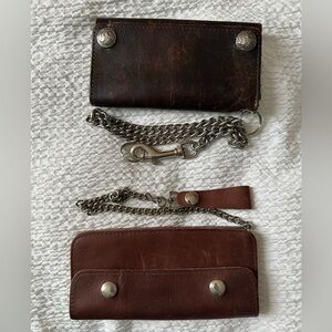 (2) Leather Truck/Biker Wallets with chain